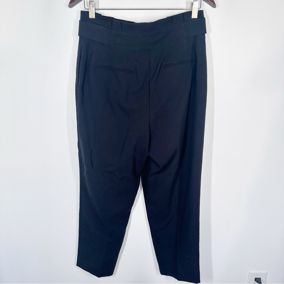 Ann Taylor Black Paper Bag Waist Pants Size 6 Straight Leg Buttons Pleated I15 - Picture 6 of 8